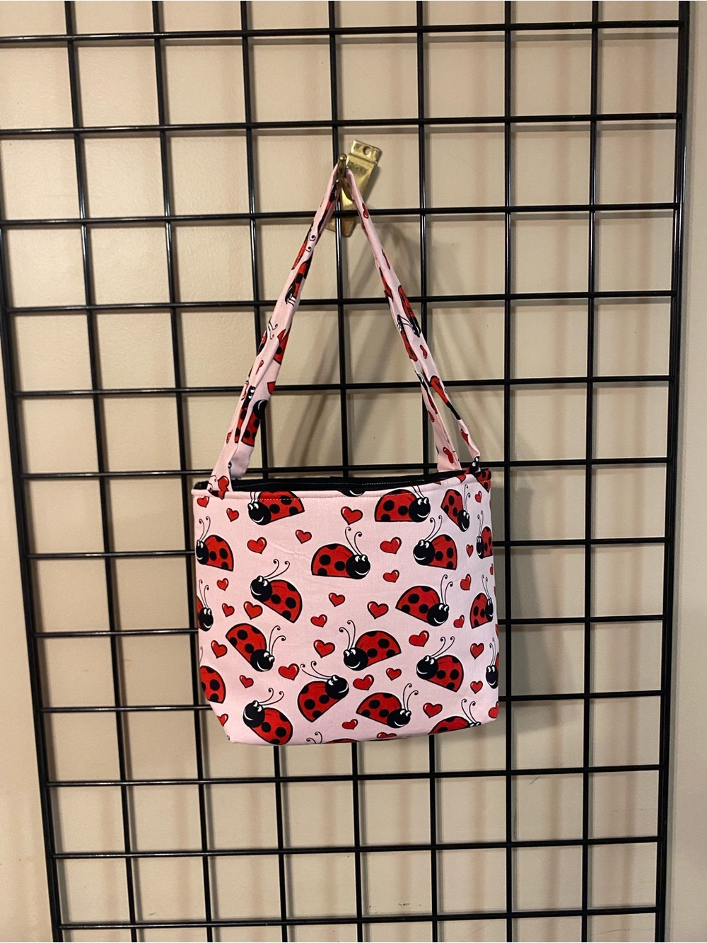 Cute Pink Ladybug Print Shoulder Bag